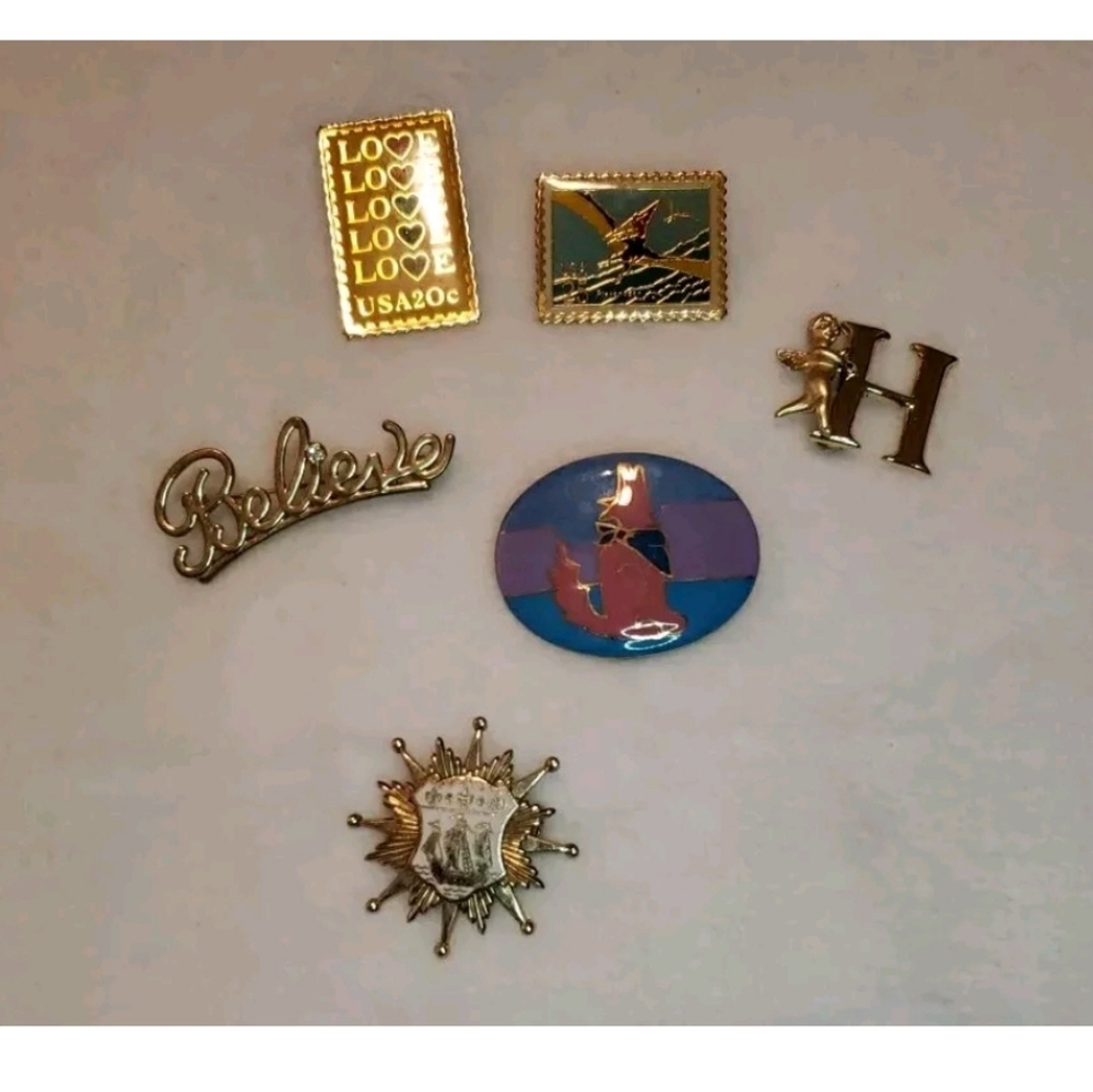 Vintage Pins Some Signed Lot Of 6